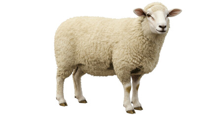 Isolated White Sheep Standing