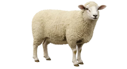 Fototapeten Schafe Isolated White Sheep Standing  © Luca