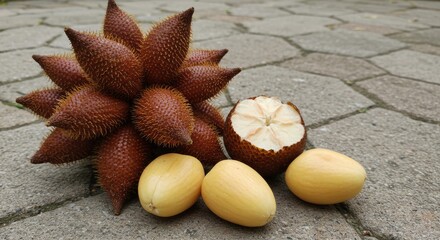 Exotic Snake Fruits: A Still Life Displaying Salak's Unique Texture and Flavor