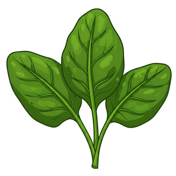 green spinach leaves isolated on white clip art preview