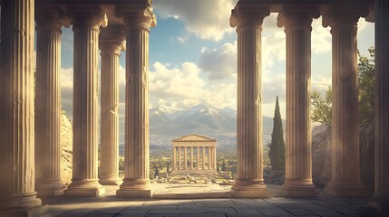 Fototapeta premium Greek ruins resting peacefully in the embrace of nature image