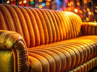 Obraz premium Retro 70s Velvet Couch Macro Detail - Vintage Texture & Fabric Close-Up