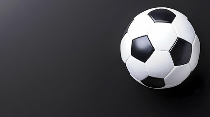 Classic black and white soccer ball on dark background (1)