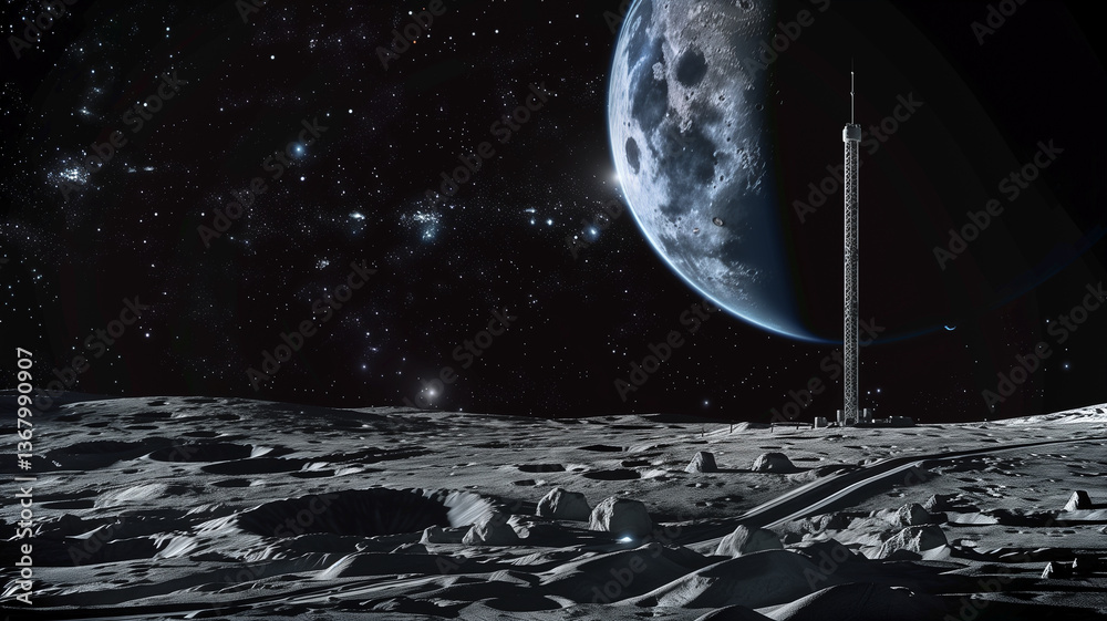 Poster this asteroid regolith is being excavated at a lunar refinery for future resource extraction on the 
