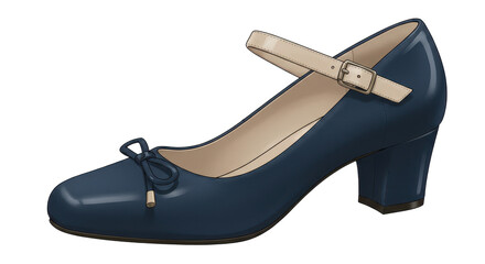 Isolated Navy Blue Mary Jane Shoe
