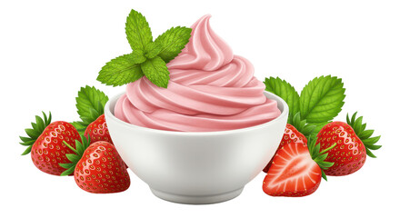 Isolated Strawberry Yogurt Dessert