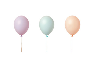 Pastel Balloons Trio: A whimsical array of three pastel-colored balloons, each suspended delicately, adding a touch of color and festivity. A minimal, yet eye-catching image of celebration