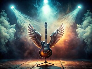 Rock Festival Poster: Winged Guitar in Low Light