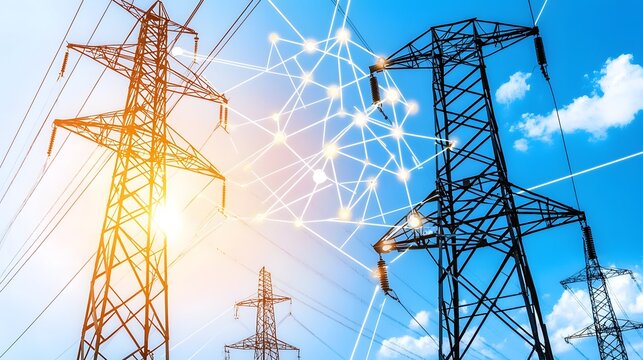 Futuristic smart grid automation system reducing industrial electricity waste and optimizing real time energy efficiency through advanced data analytics  connectivity