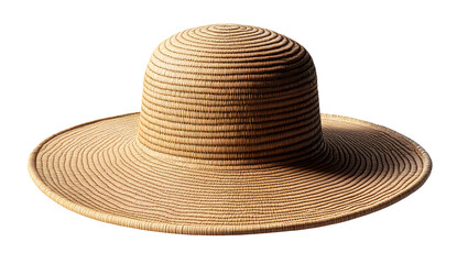 Beautiful straw hat isolated on transparent background