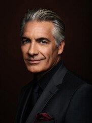 Obraz premium Professional photo of a mature charming man who has charisma - it's something like brightness, charm. He is not like others with his brightness. Art session