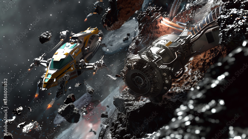 Aufkleber this spacecraft conducts excavation and extraction of regolith on an asteroid for resource utilizati