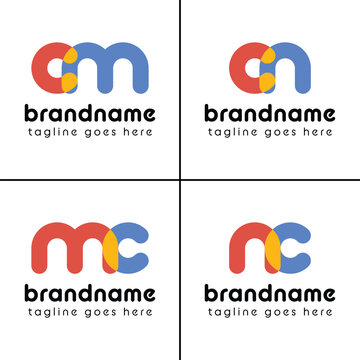 Letters cm mc cn nc Playful Logo, represent a fun, energetic, and joy