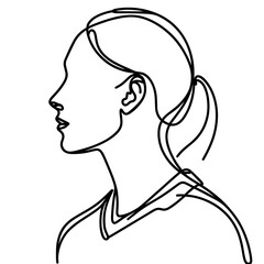 Female Soccer Referee Profile Line Drawing  