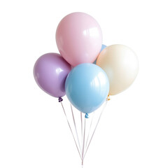 Pastel balloons: A cluster of pastel balloons, in shades of pink, lavender, blue, and cream, floats gently against a soft background, creating a sense of joy and celebration. 