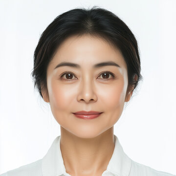 Passport photo of middle-aged Chinese woman
