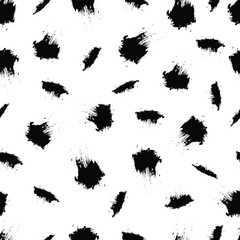 Black brush pattern on white background. Seamless pattern design.