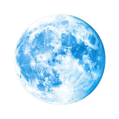 Obraz premium A stunning blue moon captured on a white isolate background, showcasing its intricate details and craters. Perfect for celestial or astronomical themes in design and art.