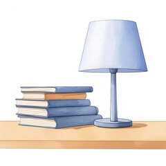 A stylish table lamp beside a stack of books, creating a cozy and inviting reading nook. The soft glow of the lamp enhances the ambiance for a perfect reading experience.