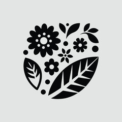 flower with buds and leaves, vector collection and Rose silhouette on a transparent background.