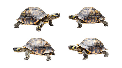 Obraz premium Pack Twinkle Tortoise set in Different Poses Against Transparent Background for Reptile Illustrations, Nature Art, or Slow Animal Designs