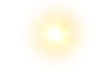 Golden sunlight overlay in PNG format with radiant sunrays, soft flares, and gentle glare effects. Transparent background, perfect for adding warmth and light to your designs. Royalty-free image. © Sergey