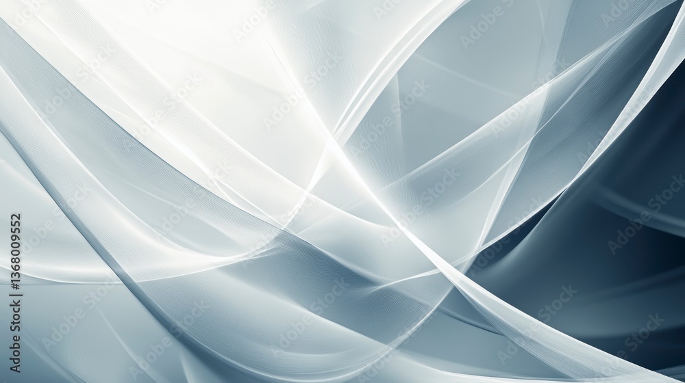 Aufkleber abstract grayscale background with flowing, translucent curves and light effects.