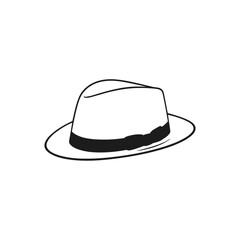 A minimalistic black and white vector illustration of a beanie hat with a folded brim on a clean white background
