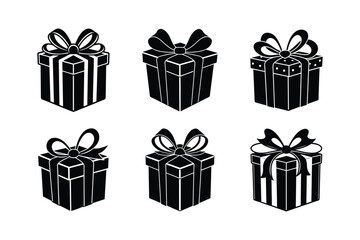 christmas gift vector icon at silhouette