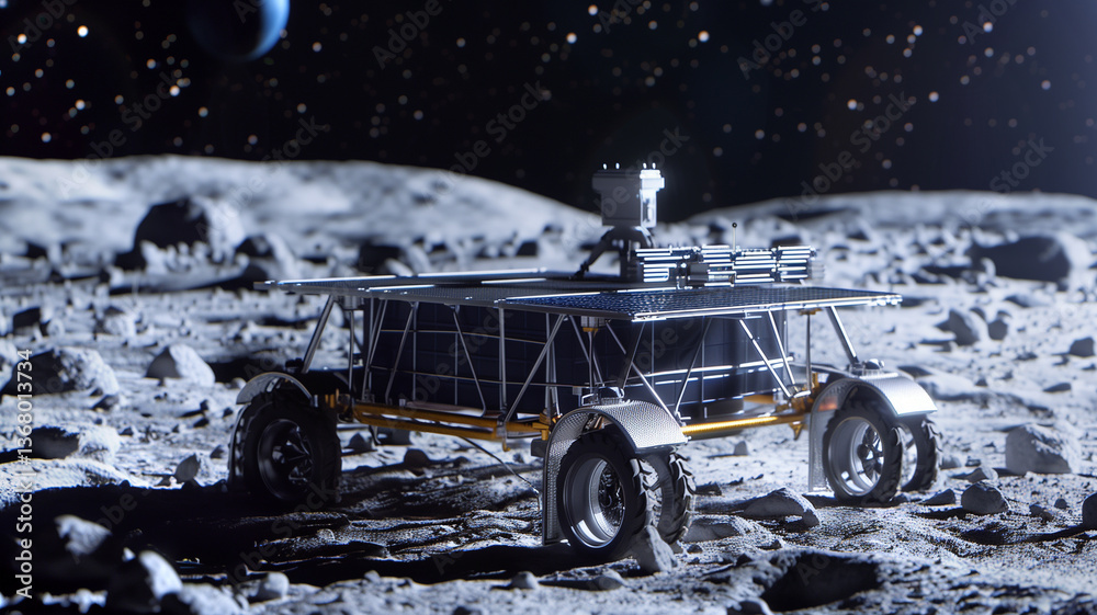 Aufkleber This Rover stands on asteroid surface ready for regolith extraction, equipped for refining operations.