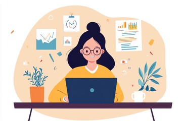 Happy female business owner working on a marketing