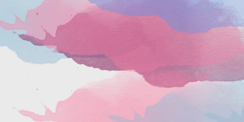 watercolor aesthetic pastel color background. abstract watercolor hand painted background. Blue abstract backdrop with pink splashes and white spot. Mixed color painted abstract watercolor brush strok