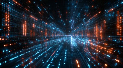 High-tech digital matrix with electric blue highlights and seamless connections 