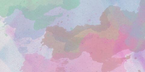 watercolor aesthetic pastel color background. abstract watercolor hand painted background. Blue abstract backdrop with pink splashes and white spot. Mixed color painted abstract watercolor brush strok
