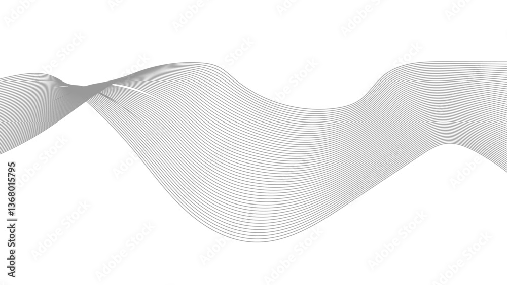 Sticker wavy line horizontal divider outline minimalist background. abstract gray line with white background