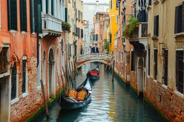 Obraz premium Romantic gondola ride in a charming Venetian canal