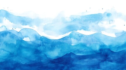 Obraz premium Abstract watercolor ocean waves in cerulean and cobalt, perfect for artistic projects and creative inspiration.