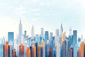 A skyline with buildings that resemble a step-by-step progression, symbolizing strategic planning and development