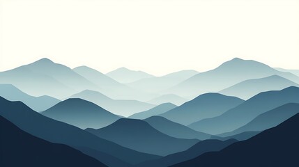 Fototapeta premium Geometric low-poly mountains in indigo gradient, a minimalist landscape for modern art and nature lovers.
