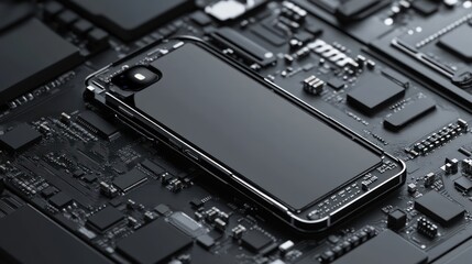 Fototapeta premium Futuristic Smartphone on Circuit Board
