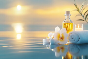 Serene Sunset Spa Scene: A Moment of Tranquility