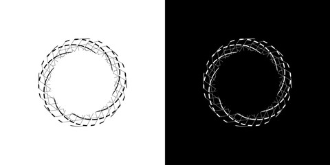 Dynamic abstract spiral sound wave rhythm lines. Circular spiral sound wave rhythm of lines. Circular futuristic abstract lines, black and white background.