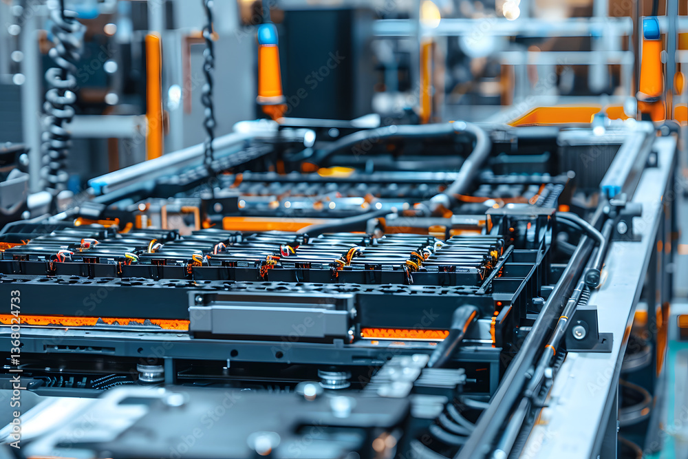 Poster High-tech automated production line in factory