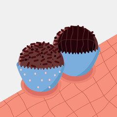 Brazilian brigadeiro illustration, isolated sweet. vector