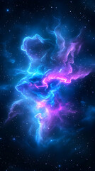 Cosmic nebula with vibrant blue and purple energy