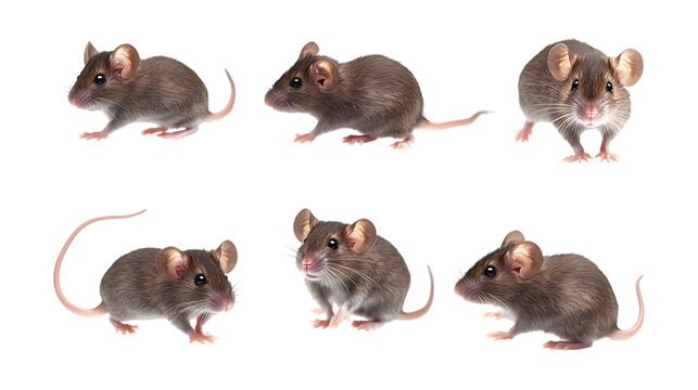 Pack Mopsy Mole set in Different Poses Against Transparent Background for Nature Illustrations, Underground Animal Art, or Wildlife Designs