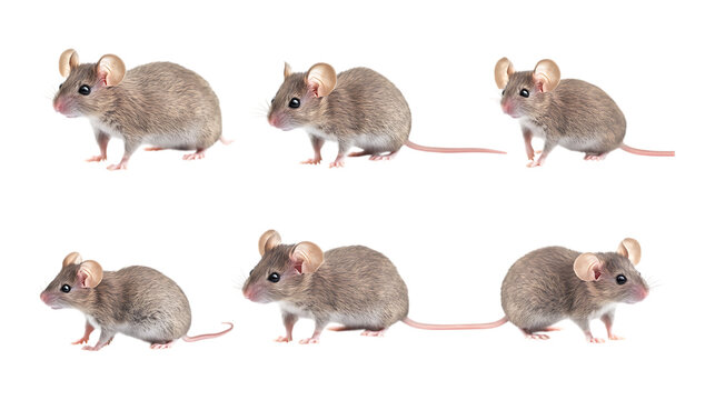 Pack Mopsy Mole set in Different Poses Against Transparent Background for Nature Illustrations, Underground Animal Art, or Wildlife Designs