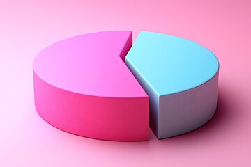 Pastel Pink and Blue Pie Chart: A Visual Representation of Data