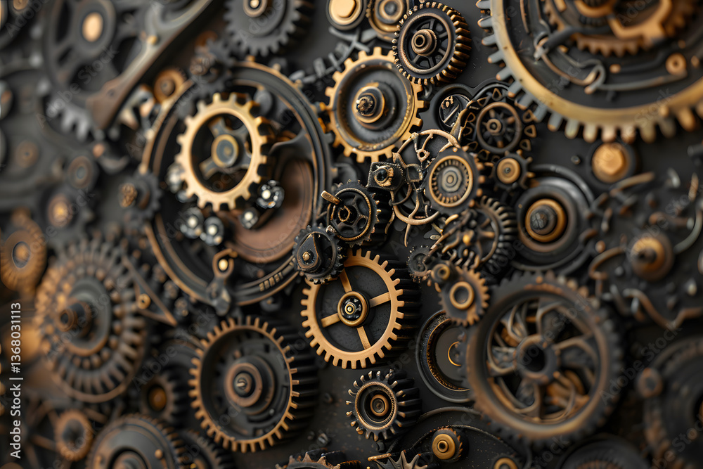 Aufkleber Intricate machinery cogs and gears close-up