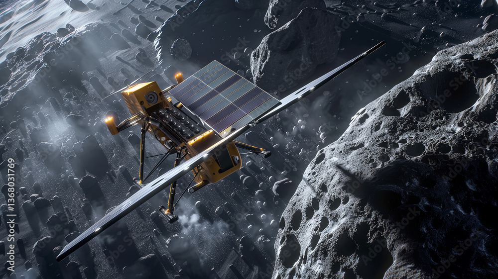 Aufkleber This Automated spacecraft engages in asteroid excavation for regolith extraction in outer space.